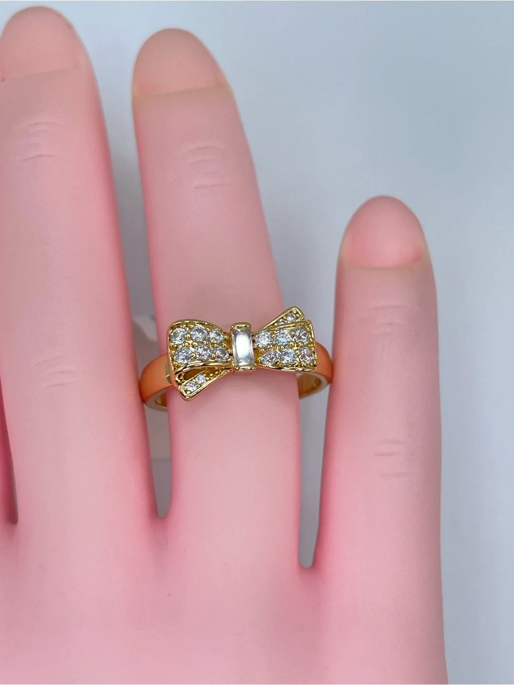 Swarovski Crystal Elements White Swarovski Elements Bow Ring Size 8 Minimalist